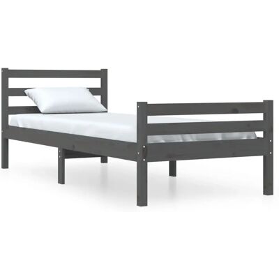vidaXL 814811 Bettgestell - Massivholz, Grau, 100x200 cm - Bett Typ vidaXL 814811 Bettgestell - Massivholz, Grau, 100x200 cm - Bett Typ