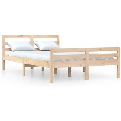 vidaXL Bed Frame 140x200cm - Massief Hout, Bruin, Modern vidaXL Bed Frame 140x200cm - Massief Hout, Bruin, Modern