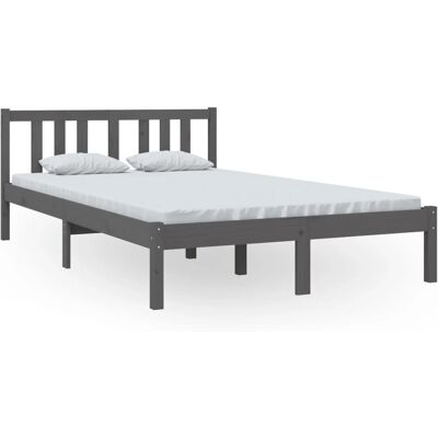 vidaXL Bettgestell 100x200cm - Massiv Holz, Grau, Modern vidaXL Bettgestell 100x200cm - Massiv Holz, Grau, Modern