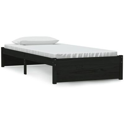 vidaXL Schwarzes Massivholz Bettgestell 90x190 cm - Bettart vidaXL Schwarzes Massivholz Bettgestell 90x190 cm - Bettart