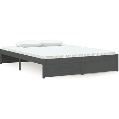 vidaXL Sänkykehys harmaa massiivipuuta 140x190 cm - Sänkykehys vidaXL Sänkykehys harmaa massiivipuuta 140x190 cm - Sänkykehys