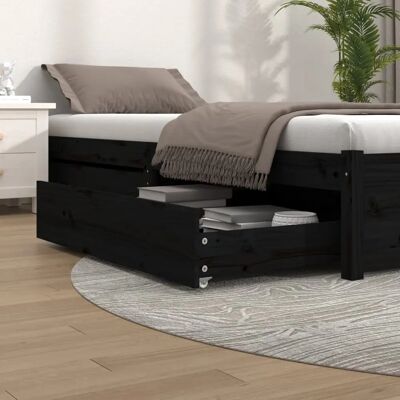vidaXL Bett-Schubladen 2 Stück Schwarz Massivholz Kiefer - Bett Schubladen vidaXL Bett-Schubladen 2 Stück Schwarz Massivholz Kiefer - Bett Schubladen