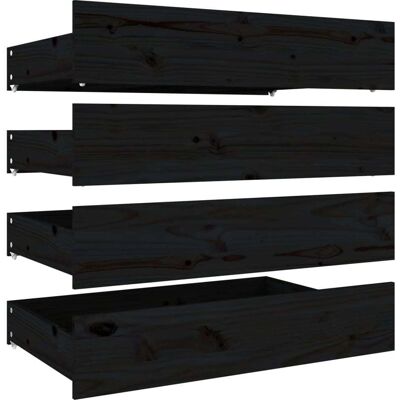 vidaXL Massivholz Fichte Bettkästen - 4 Stück, Schwarz, 95x57x18 cm vidaXL Massivholz Fichte Bettkästen - 4 Stück, Schwarz, 95x57x18 cm