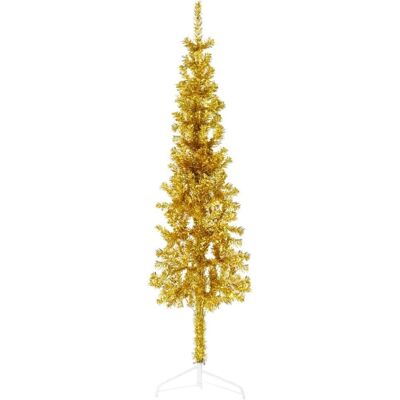 vidaXL Gold 150 cm Schlanker Halber Weihnachtsbaum - Weihnachtsbaum vidaXL Gold 150 cm Schlanker Halber Weihnachtsbaum - Weihnachtsbaum