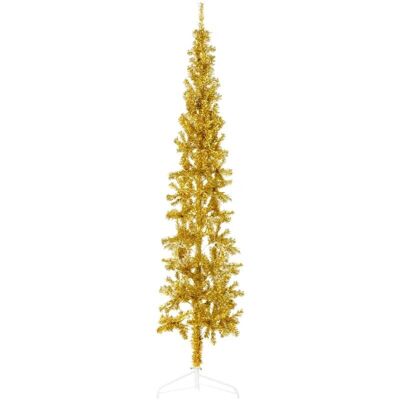vidaXL Gold 240 cm Schlanker Künstlicher Halb-Weihnachtsbaum mit Ständer vidaXL Gold 240 cm Schlanker Künstlicher Halb-Weihnachtsbaum mit Ständer