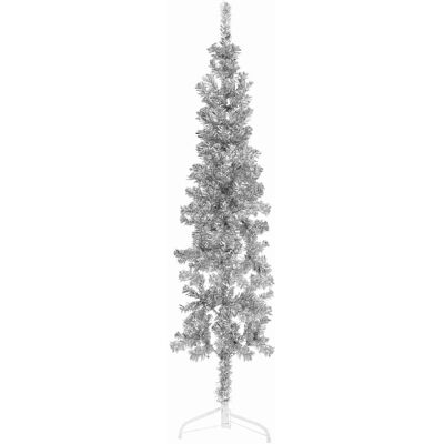 vidaXL Zilveren 150cm Half Kerstboom met Standaard vidaXL Zilveren 150cm Half Kerstboom met Standaard
