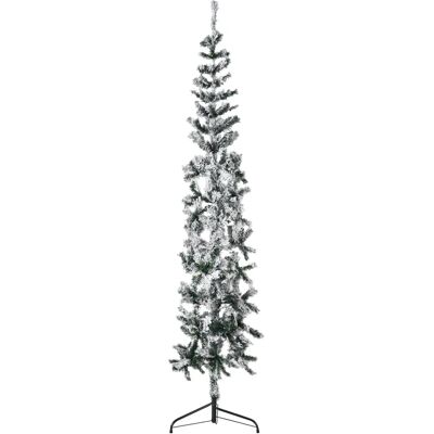 vidaXL Wit Groen Slank Kunstkerstboom 210cm - Half stijl vidaXL Wit Groen Slank Kunstkerstboom 210cm - Half stijl