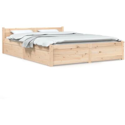 vidaXL Bettgestell mit Schubladen - Modernes Holz-Doppelbett vidaXL Bettgestell mit Schubladen - Modernes Holz-Doppelbett