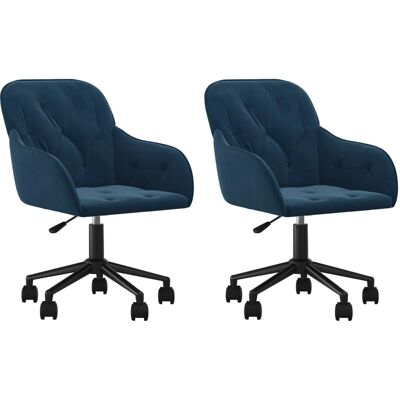 vidaXL - Blaue Samt-Speisesessel 2er Set vidaXL - Blaue Samt-Speisesessel 2er Set