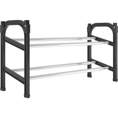 Étagère à chaussures extensible avec 2 étagères - Rangement à chaussures - Noir - Publicité Étagère à chaussures extensible avec 2 étagères - Rangement à chaussures - Noir - Publicité