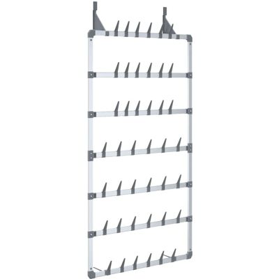 vidaXL Silver Hanging Shoe Organizer - 66x13x139 cm - Shoe Storage Solution vidaXL Silver Hanging Shoe Organizer - 66x13x139 cm - Shoe Storage Solution