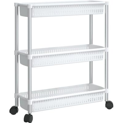 vidaXL 3-stöckiger Lagerwagen Silber Weiß - Storage Trolley vidaXL 3-stöckiger Lagerwagen Silber Weiß - Storage Trolley