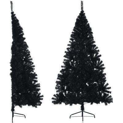 vidaXL Künstlicher Halber Weihnachtsbaum mit Ständer Schwarz - Weihnachtsbaum vidaXL Künstlicher Halber Weihnachtsbaum mit Ständer Schwarz - Weihnachtsbaum