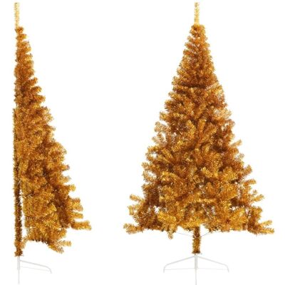 vidaXL Künstlicher Halb-Weihnachtsbaum Mit Ständer 150 Cm Pvc Farbe: Gold Größe: 24 vidaXL Künstlicher Halb-Weihnachtsbaum Mit Ständer 150 Cm Pvc Farbe: Gold Größe: 24
