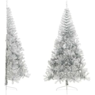 vidaXL Arbre de Noël artificiel à moitié argenté 210 cm avec support - Sapin de Noël - Publicité vidaXL Arbre de Noël artificiel à moitié argenté 210 cm avec support - Sapin de Noël - Publicité