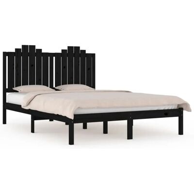 vidaXL Schwarzes Kiefernbett 200x200cm - Klassischer Massivholzrahmen vidaXL Schwarzes Kiefernbett 200x200cm - Klassischer Massivholzrahmen