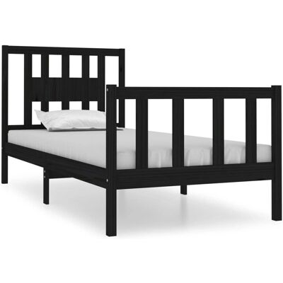 vidaXL Bettrahmen Schwarz Massives Holz 75x190 cm Kleines Einzelbett vidaXL Bettrahmen Schwarz Massives Holz 75x190 cm Kleines Einzelbett