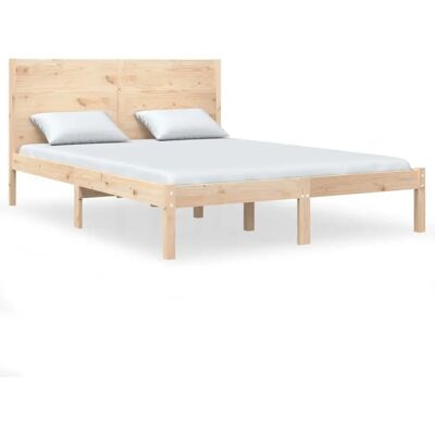vidaXL Bettgestell - Massives Kiefernholz - Braun - 135x190 cm vidaXL Bettgestell - Massives Kiefernholz - Braun - 135x190 cm