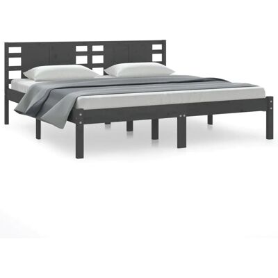 vidaXL Bettrahmen Grau Kiefer 200x200 cm - Bettart vidaXL Bettrahmen Grau Kiefer 200x200 cm - Bettart