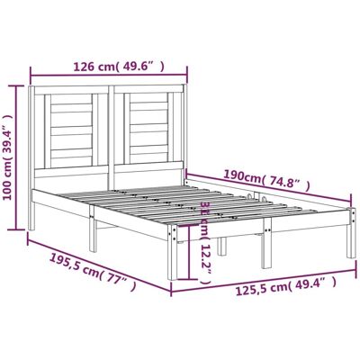 vidaXL Bettgestell 120x190cm - Massives Kiefernholz - Braun vidaXL Bettgestell 120x190cm - Massives Kiefernholz - Braun