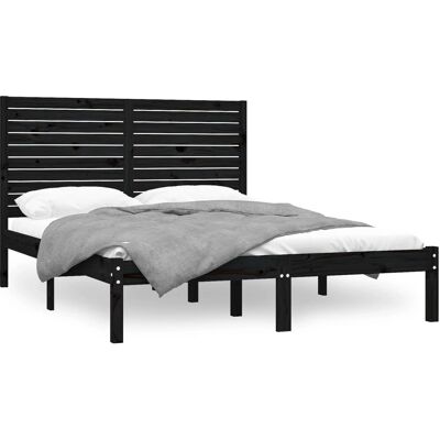 vidaXL 3104617 Bettgestell - Massivholz, 150x200 cm, Schwarz - Schlafzimmermöbel vidaXL 3104617 Bettgestell - Massivholz, 150x200 cm, Schwarz - Schlafzimmermöbel