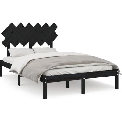 vidaXL 135 x 190 cm Sänkykehys - Massiivipuuta, Musta vidaXL 135 x 190 cm Sänkykehys - Massiivipuuta, Musta