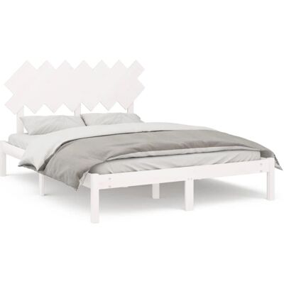 vidaXL Massief Houten Bedframe - Modern, Wit, 140x200 cm vidaXL Massief Houten Bedframe - Modern, Wit, 140x200 cm