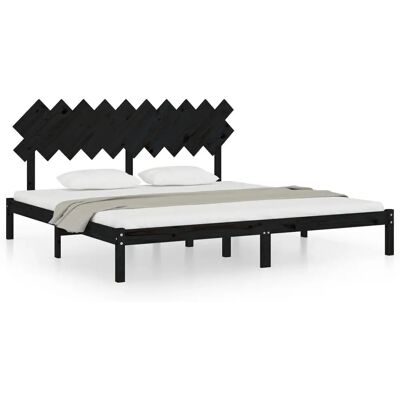 vidaXL Sort Massivt Træ Sengeramme 200x200cm - Seng vidaXL Sort Massivt Træ Sengeramme 200x200cm - Seng