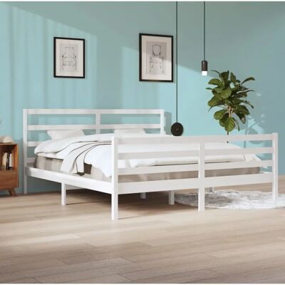 vidaXL Massivholz Kieferbettgestell - 200x200 cm - Weiß vidaXL Massivholz Kieferbettgestell - 200x200 cm - Weiß