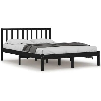 vidaXL Schwarzes Massiv Kiefernbett - 140x190 cm vidaXL Schwarzes Massiv Kiefernbett - 140x190 cm