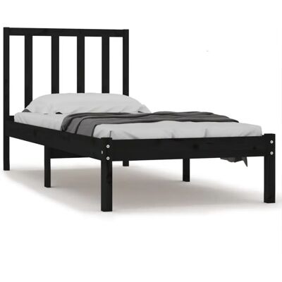vidaXL Schwarzes 75x190 cm Massiv Kieferholzbett - Bett Typ vidaXL Schwarzes 75x190 cm Massiv Kieferholzbett - Bett Typ
