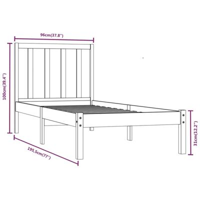 vidaXL Massivholz-Kiefernbettgestell - 90x190 cm - Bettgestell vidaXL Massivholz-Kiefernbettgestell - 90x190 cm - Bettgestell
