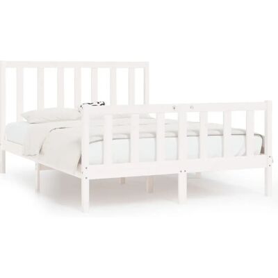 vidaXL 3105206 Bettgestell - Massives Kiefernholz - Weiß - 140x190 cm vidaXL 3105206 Bettgestell - Massives Kiefernholz - Weiß - 140x190 cm