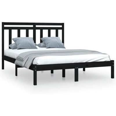 vidaXL Sänkykehys - 150x200cm - Musta - Massiivipuu vidaXL Sänkykehys - 150x200cm - Musta - Massiivipuu
