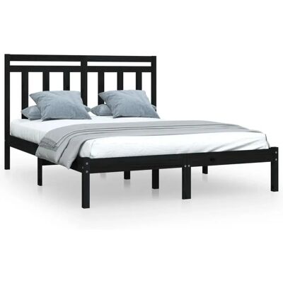 vidaXL Schwarzes Massivholz Bettgestell 200x200 cm - Bettart vidaXL Schwarzes Massivholz Bettgestell 200x200 cm - Bettart