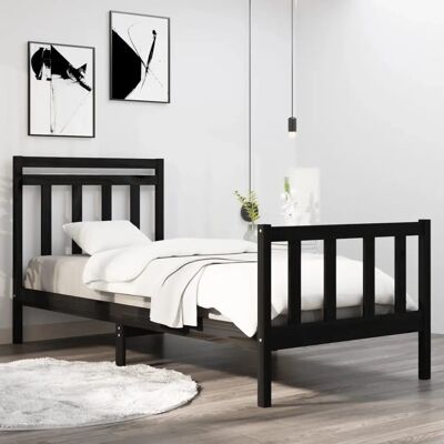 vidaXL 3105344 Sänkykehys - Massiivinen mäntypuu - Musta - 75x190 cm vidaXL 3105344 Sänkykehys - Massiivinen mäntypuu - Musta - 75x190 cm