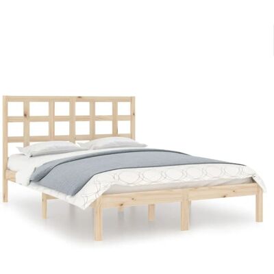 vidaXL 135x190 cm Massiv Holz Bettgestell - Bett, Braun, Holz, Doppel vidaXL 135x190 cm Massiv Holz Bettgestell - Bett, Braun, Holz, Doppel
