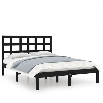 vidaXL Bed Frame - 3105454 - zwart - 140x190 cm - massief dennenhout vidaXL Bed Frame - 3105454 - zwart - 140x190 cm - massief dennenhout