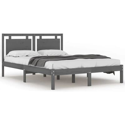vidaXL Massief Houten Bed Grijs 200x200 cm - Bedframe vidaXL Massief Houten Bed Grijs 200x200 cm - Bedframe