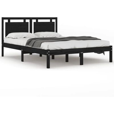 vidaXL Massives Kiefernholz Bettgestell Schwarz 200x200 cm - Bettgestell vidaXL Massives Kiefernholz Bettgestell Schwarz 200x200 cm - Bettgestell