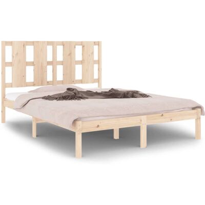 vidaXL Massives Kiefernholz Bettgestell - 135x190 cm Doppelbett vidaXL Massives Kiefernholz Bettgestell - 135x190 cm Doppelbett
