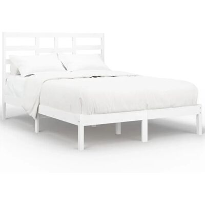 vidaXL Weiße Massivholzbettgestell - Bett für Schlafzimmer vidaXL Weiße Massivholzbettgestell - Bett für Schlafzimmer