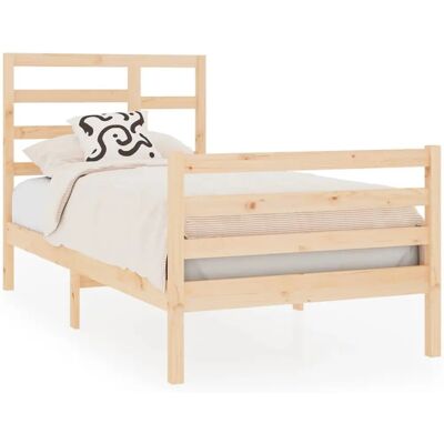 vidaXL Bettgestell 75x190 cm - Massivholz, Braun, Einzelbett vidaXL Bettgestell 75x190 cm - Massivholz, Braun, Einzelbett