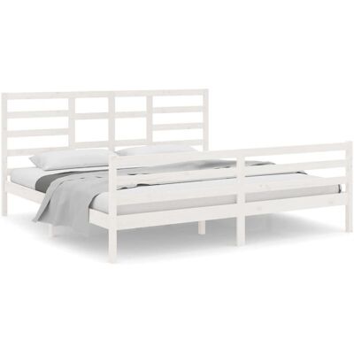 vidaXL Bettgestell - 200x200 cm - Weiß - Modernes Design vidaXL Bettgestell - 200x200 cm - Weiß - Modernes Design