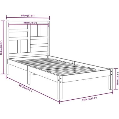 vidaXL Weiße Massivholz Bettgestell - 90x190 cm - Bettgestell vidaXL Weiße Massivholz Bettgestell - 90x190 cm - Bettgestell