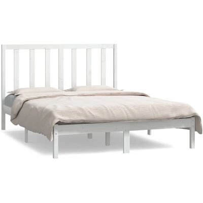 vidaXL Bettgestell - Massives Kiefernholz 140x190 cm - Weiß vidaXL Bettgestell - Massives Kiefernholz 140x190 cm - Weiß