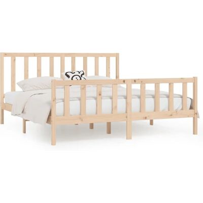 vidaXL Massivholz Bettgestell - 200x200 cm, Braun, Einfaches Design - Bettgestell vidaXL Massivholz Bettgestell - 200x200 cm, Braun, Einfaches Design - Bettgestell