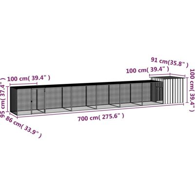 vidaXL Kanalaulut harmaa 700x91x100 cm Galvanoitu teräs - Kanalaulut vidaXL Kanalaulut harmaa 700x91x100 cm Galvanoitu teräs - Kanalaulut