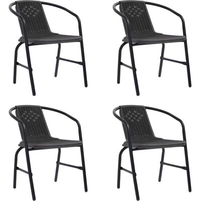 vidaXL Gartensessel 4 Stück Kunststoff Rattan Stahl Outdoor Sitz vidaXL Gartensessel 4 Stück Kunststoff Rattan Stahl Outdoor Sitz
