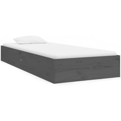vidaXL Bed Frame Grey Solid Wood 75x190 cm - Bed Frame vidaXL Bed Frame Grey Solid Wood 75x190 cm - Bed Frame